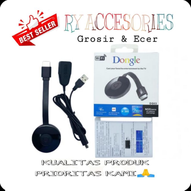 RY - HDMI dongle DG03 for android and iOS tidak putus putus tipe Hdmi Dongle DG-03  TV 4K Dongle Hdm