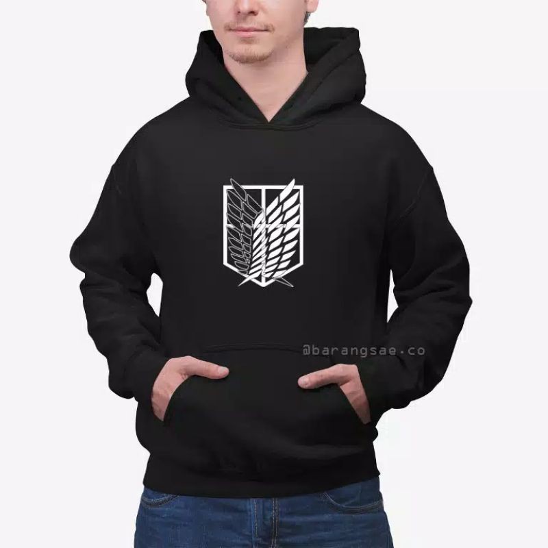 Hoodie Jumper AOT Logo Survey Corp (Sablon) Pria & Wanita (Fleece Tebal)