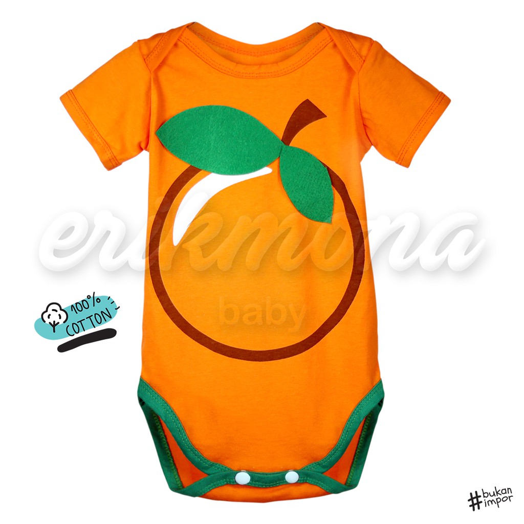 ✔️ baju bayi baju anak jumper bayi jeruk / orange baby romper ✔️
