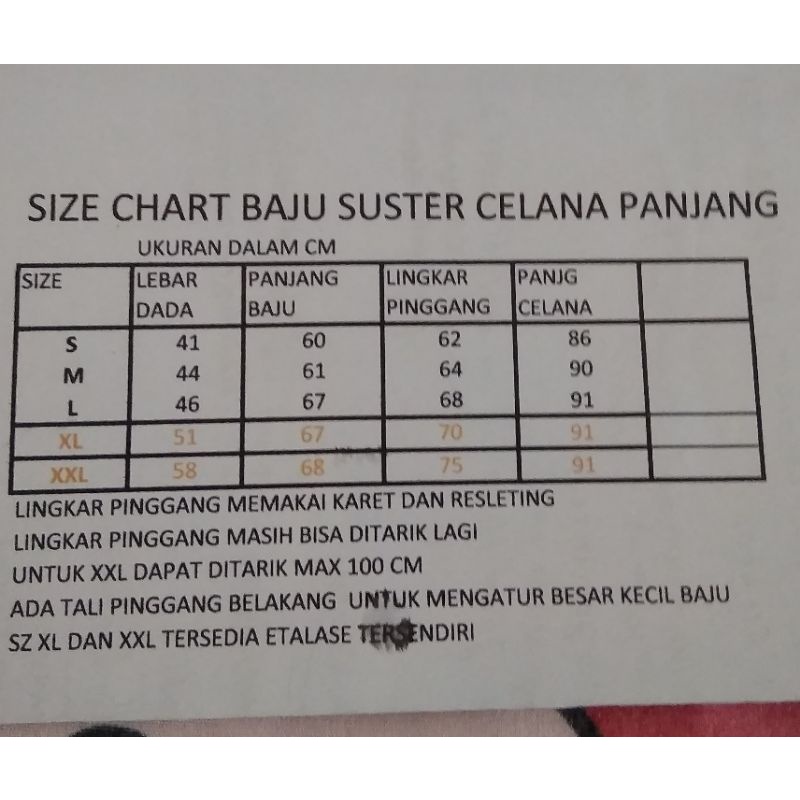 Baju seragam nanny suster pengasuh anak baby sitter S M L XL celana kulot pendek