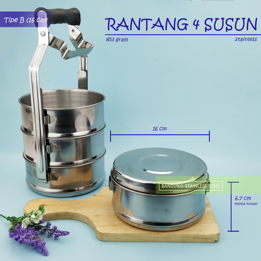 Rantang stainless 4 susun diameter 14cm/16cm