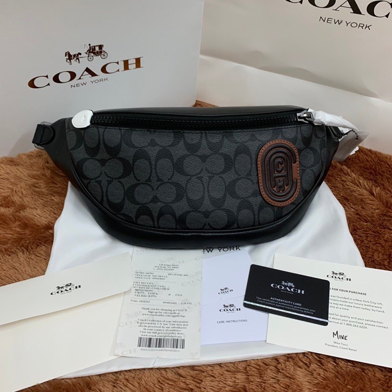TAS WAISTBAG PRIA COWOK CH RIVINGTON BELT BAG IN SIGNATURE CANVAS WITH COACH PATCH