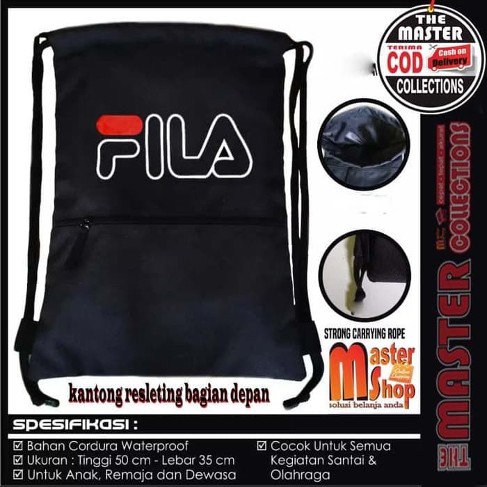 Tas Ransel Serut Drawstring Resleting FL Gymsack / Olahraga / Futsal ( MURAH BISA COD )