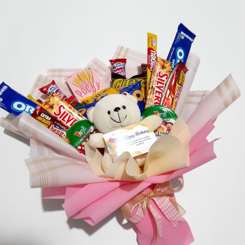 Bucket Snack + Boneka /Hadiah Ulang Tahun/Gradution/Sunatan dll