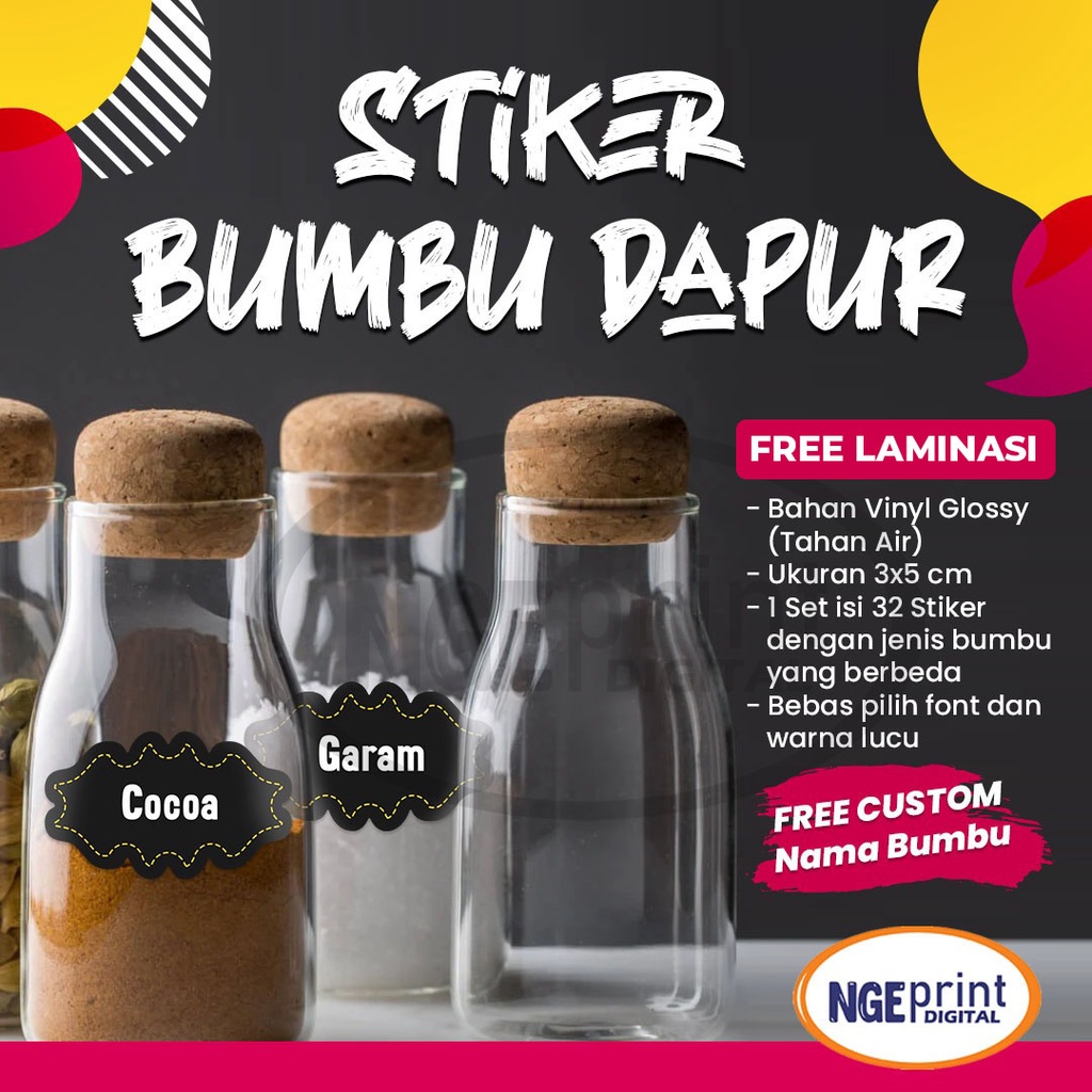 

[32 PCS] STIKER BUMBU DAPUR / STIKER NAMA / LABEL BUMBU WATERPROOF