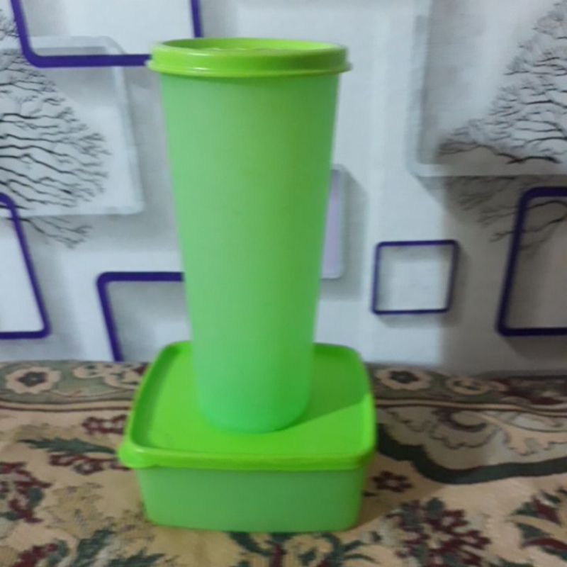 PAKET TEMPAT MAKAN TANPA SEKAT DAN TUMBLER 500 ML Tupperware Original Second Preloved