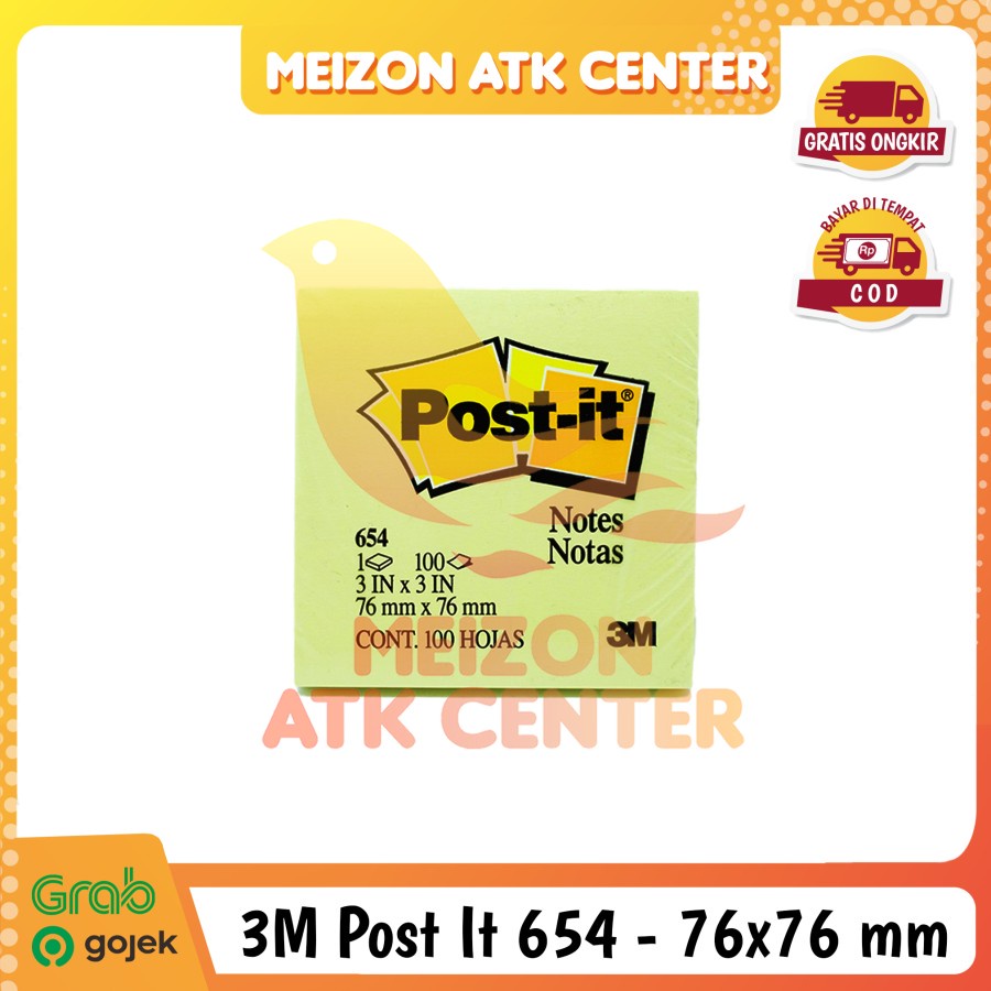 

3M Post it 654 Sticky Notes Memo Kuning ORI Uk. 76 x 76mm [1 LUSIN]