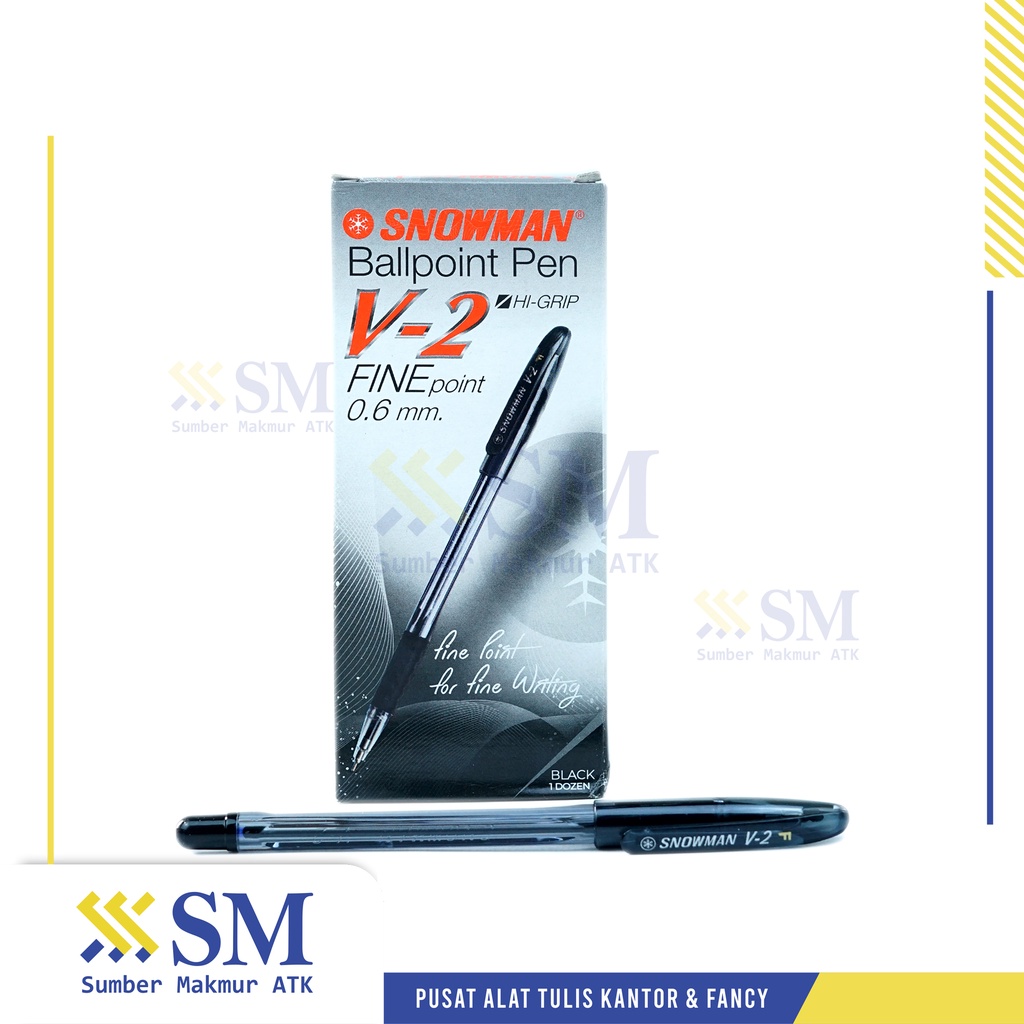 

(PAK) PULPEN / BALLPOINT SNOWMAN V2 HITAM ISI 12 PCS