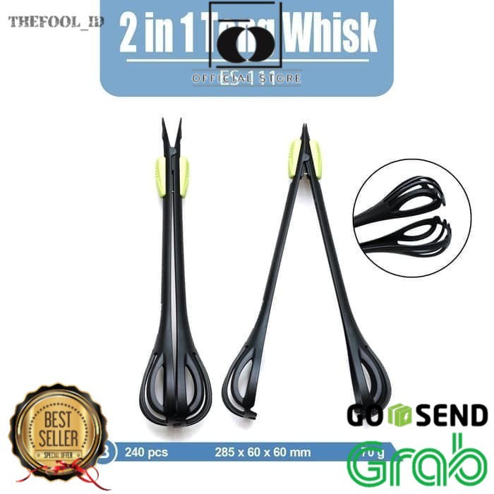 2in1 Tong Whisk - Kocokan Telur Dan Capitan Makanan 2 in 1 ready stock