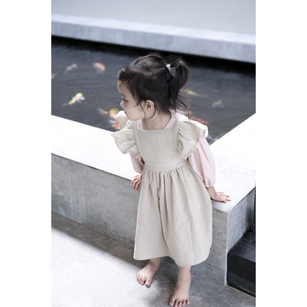 KASA - Salopette Rok Tali Anak Dengan Ruffle Linen Overalls Overall KADO ULANG TAHUN BAYI MURAH OYSTER PINK COKELAT TERAKOTA teracotta