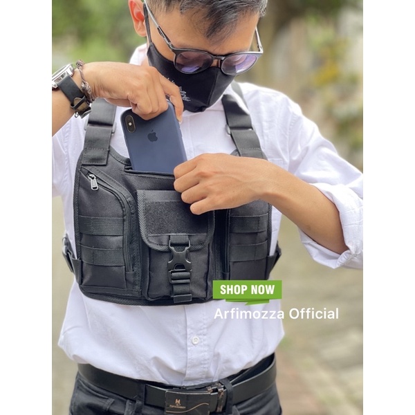 TAS DADA PRIA TERBARU CHEST RIG BAG ORIGINAL NEISDA BLACK V5