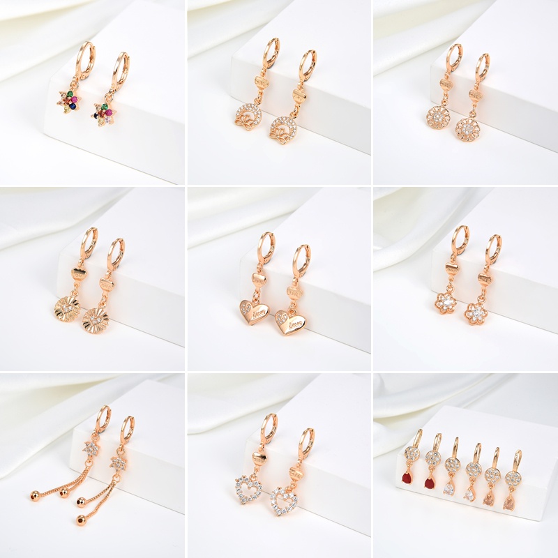 anting titanium wanita emas muda anti karat dewasa tusuk korea asli panjang dan luntur korea style selamanya dewasa 111-119e