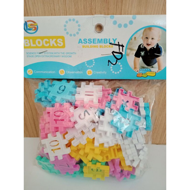 LB 3 - Mainan anak edukatif Kreatif Block assembly Number Building Bloks LB3