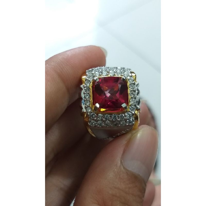 natural red topaz ring silver