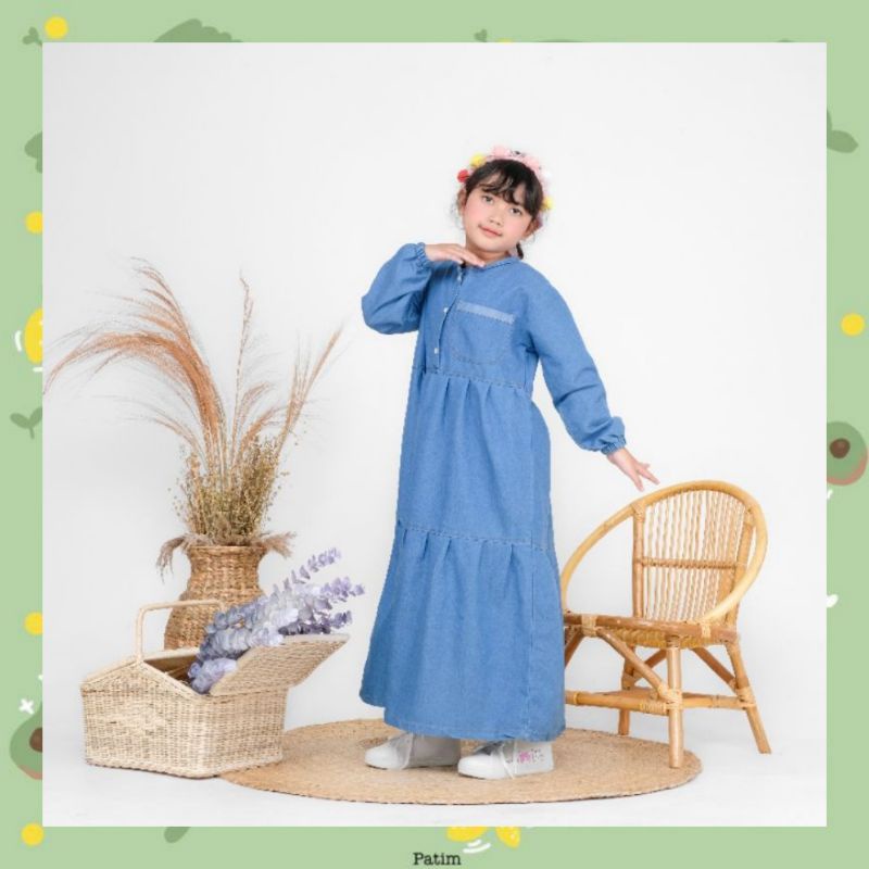 Gamis Anak / Gamis Anak Perempuan / Gamis Jeans Anak By Laurakids 6-10 Tahun