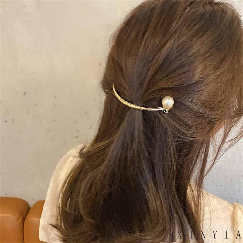 Jepit Rambut Bahan Logam Aksen Mutiara Untuk Wanita