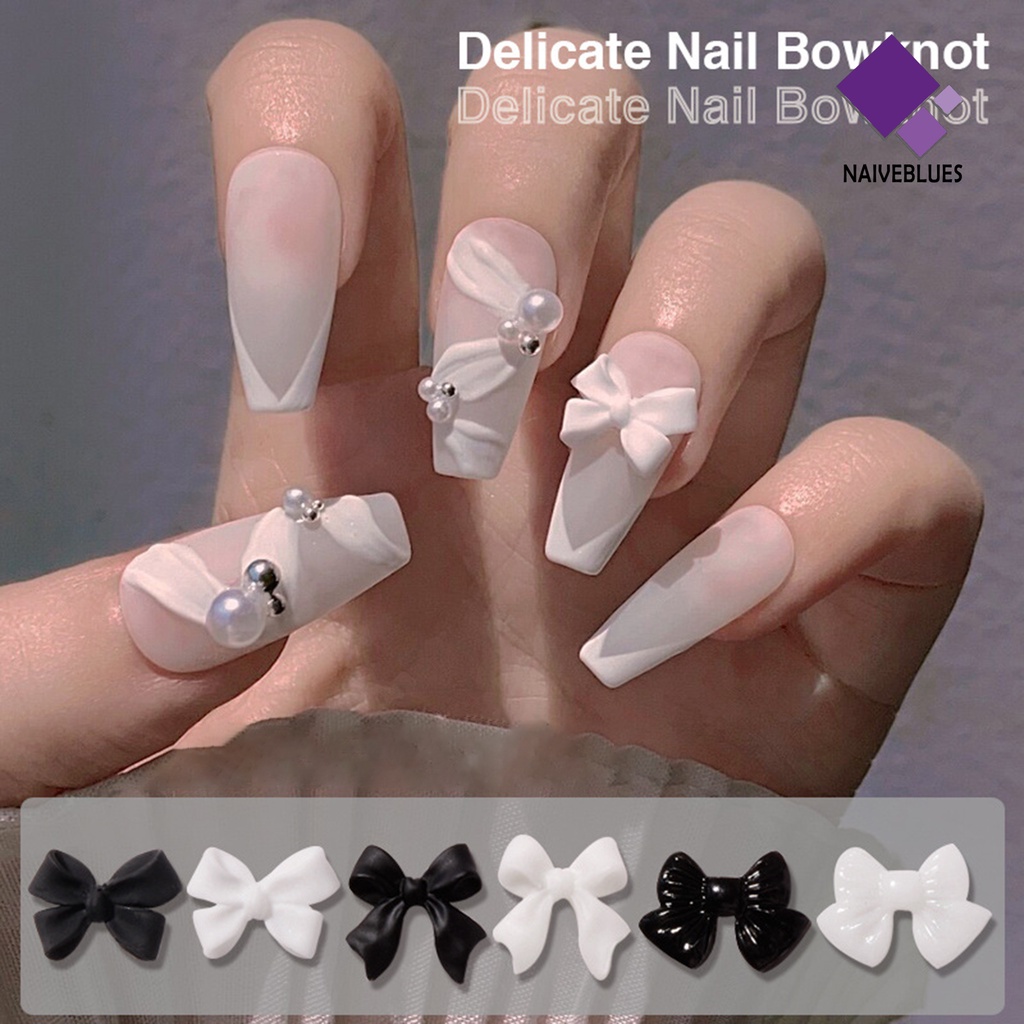 Naiveblue 50Pcs / Set Ornamen Pita Mini 3D Untuk Dekorasi Nail Art Wanita