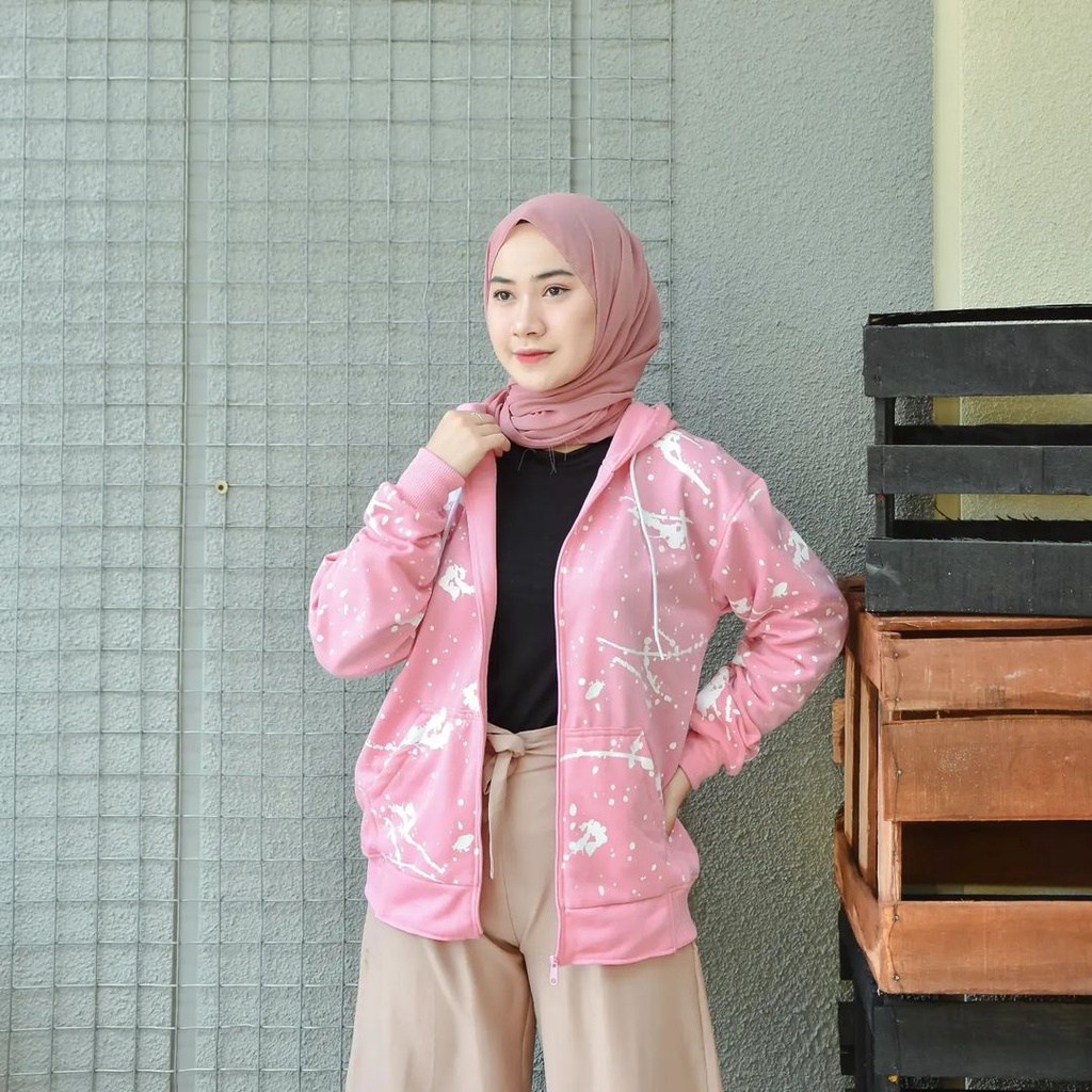 Jaket Zipper Terbaru Blotches Zipper Bahan Pleece Terbaru