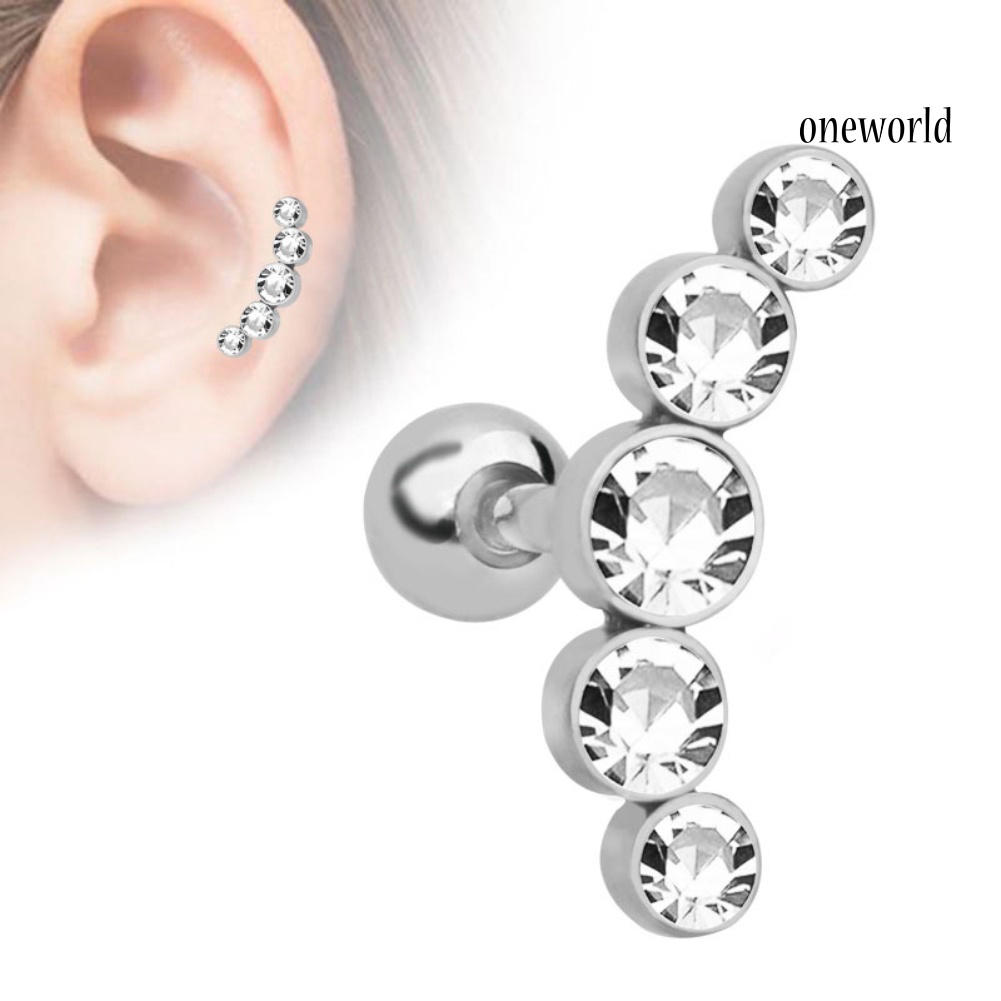 OW@ 1Pc Women Rhinestone Cartilage Helix Tragus Ear Stud Earring Piercing Jewelry