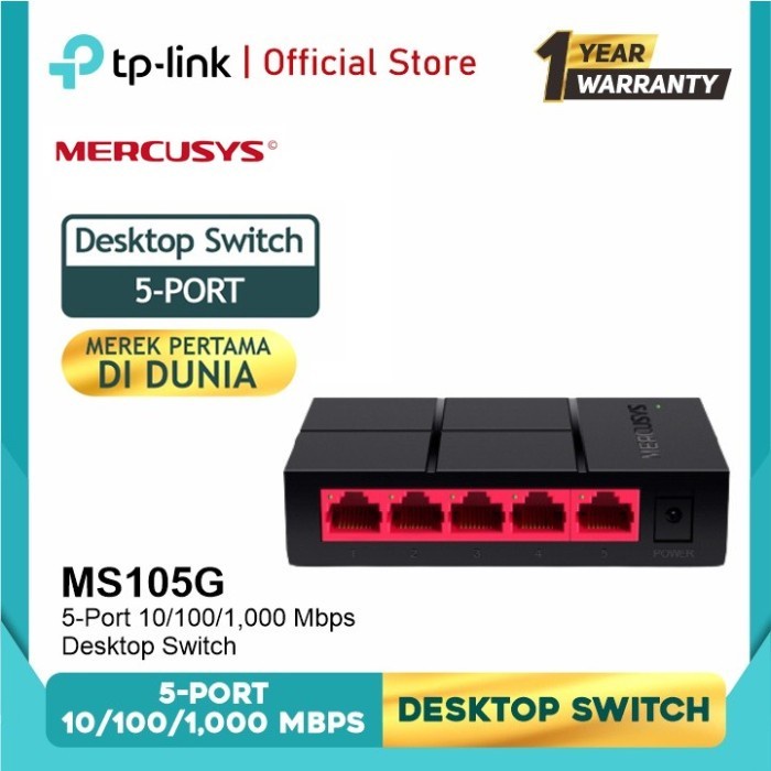 Mercusys MS105G Desktop Switch 5-Port 10/100/1000 Mbps HUB Switch