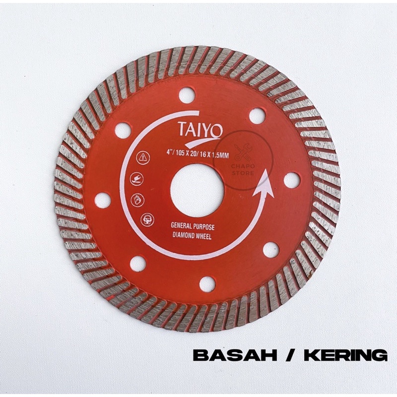 Taiyo diamond cutting wheel turbo 4” inch mata gerinda potong keramik granite marmer basah kering mata pisau potong keramik basa kering