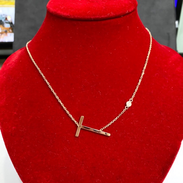 Kalung Carendelano Huruf T Rosegold (Emas Asli Kadar 750)