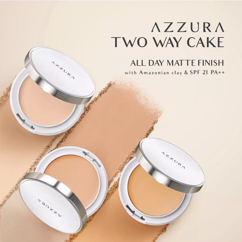 [in.x] [ spf 21 ] azzura two way cake foundation dengan kandungan spf 21 - bedak padat azzura with foundation