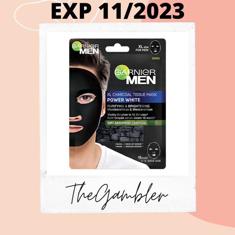 Garnier Men Power White XL Charcoal Brightening Tissue Mask Sheet Mask