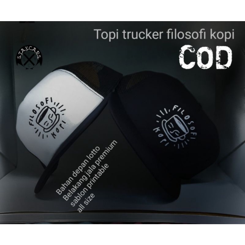 Topi jaring trucker filosofi kopi