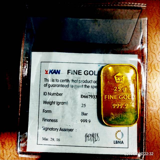 LM ANTAM 25GR BERSERTIFIKAT ORIGIONAL 24KARAT