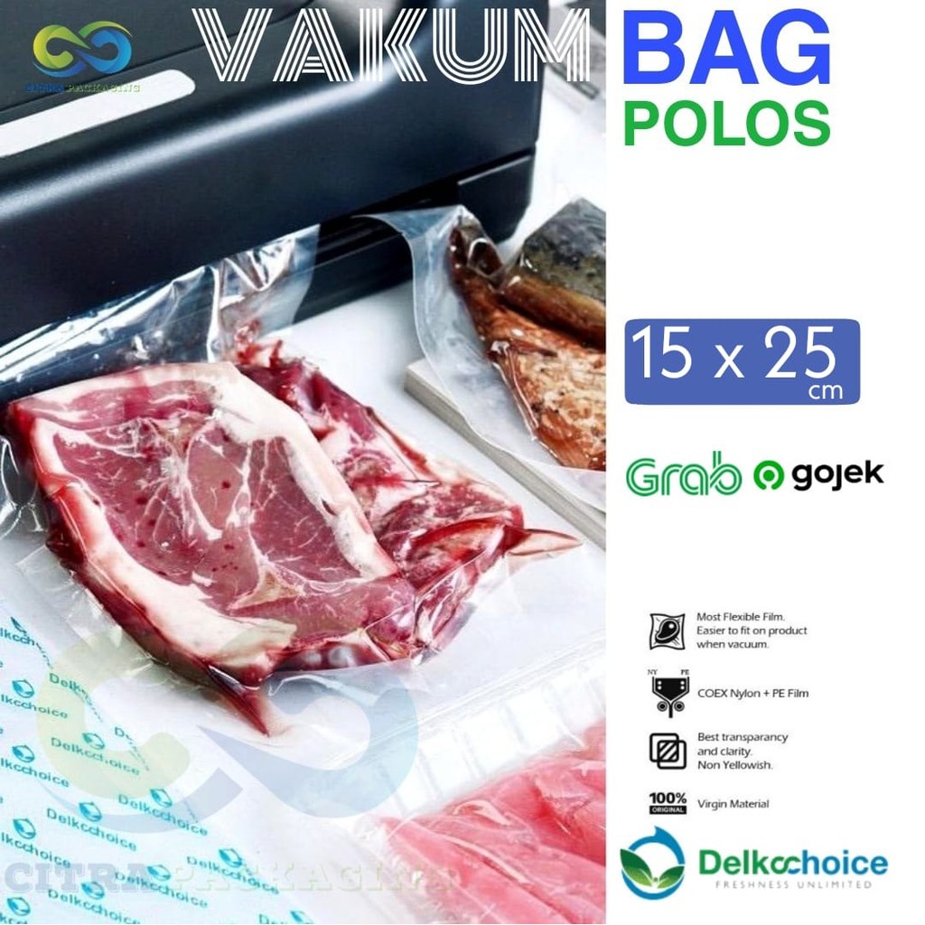 

PLASTIK VAKUM VACUM VACUUM BAG MAKANAN POLOS 15 x 25 LEMBARAN - DELKOCHOICE