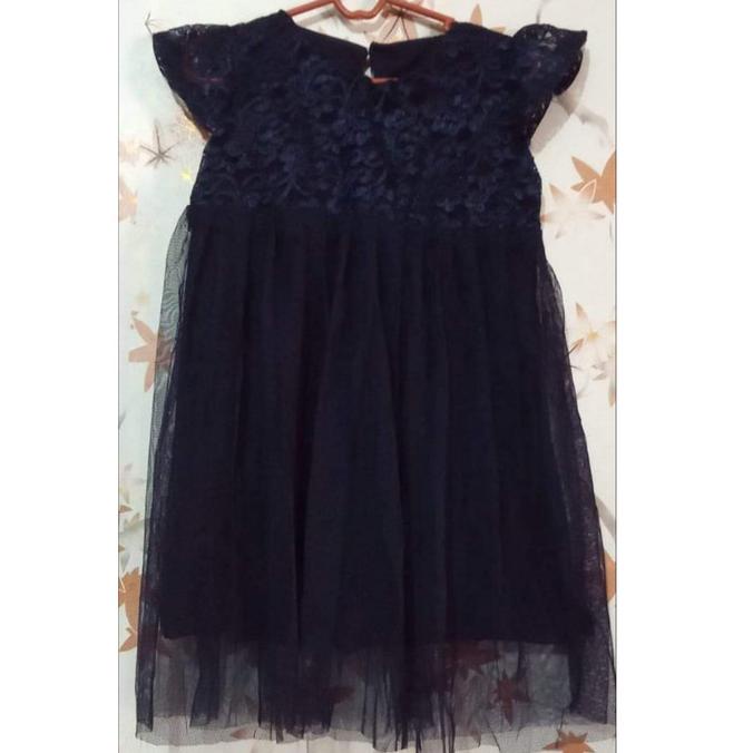 Dress Brokat Navy Anak Kombinasi Tile Termurah