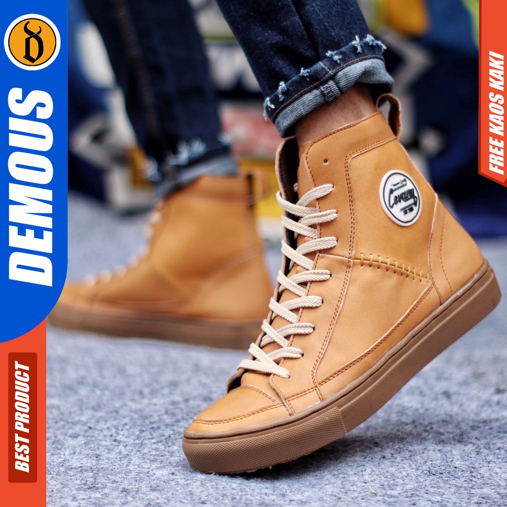 DEMOUS DANTE HIGH Sepatu Kasual Sneakers Boots Casual Kulit Asli