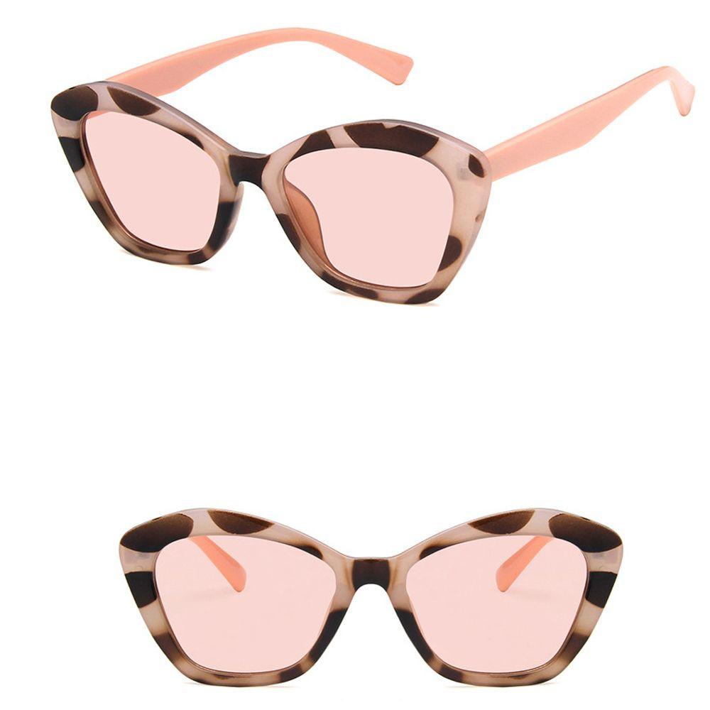 Mxbeauty Kacamata Hitam Mata Kucing Retro Travel Motif Leopard UV400 Wanita Polygon Eyewear