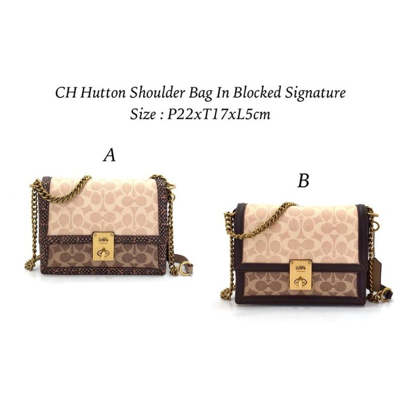 Coach Hutton Shoulder Bag In Blocked Signature