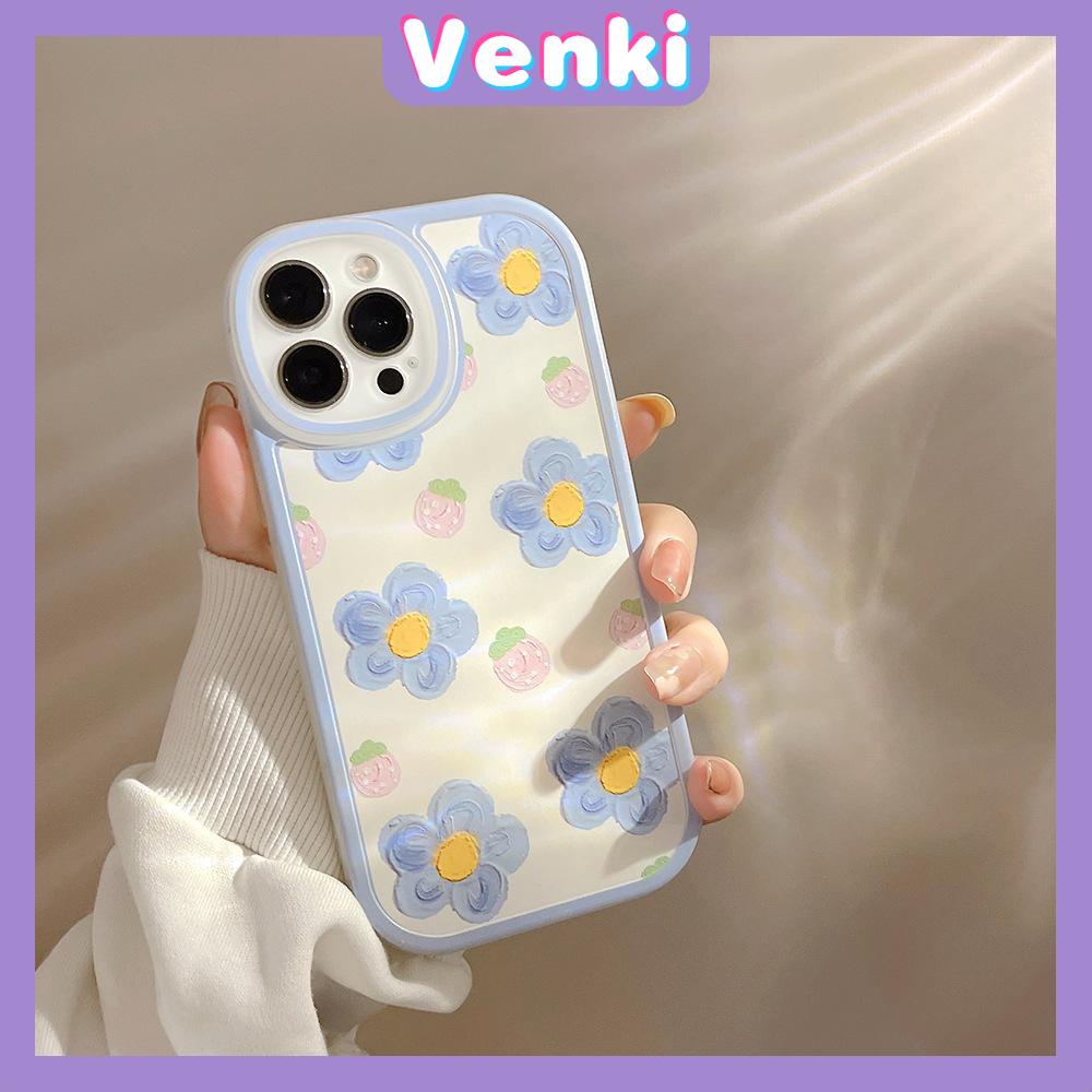 iPhone Case Silicone Soft Case Clear Case Thickened Airbag Shockproof Camera Full Coverage Protection Blue Flowers Cute For iPhone 13 Pro Max iPhone 12 Pro Max iPhone 11 7 Plus