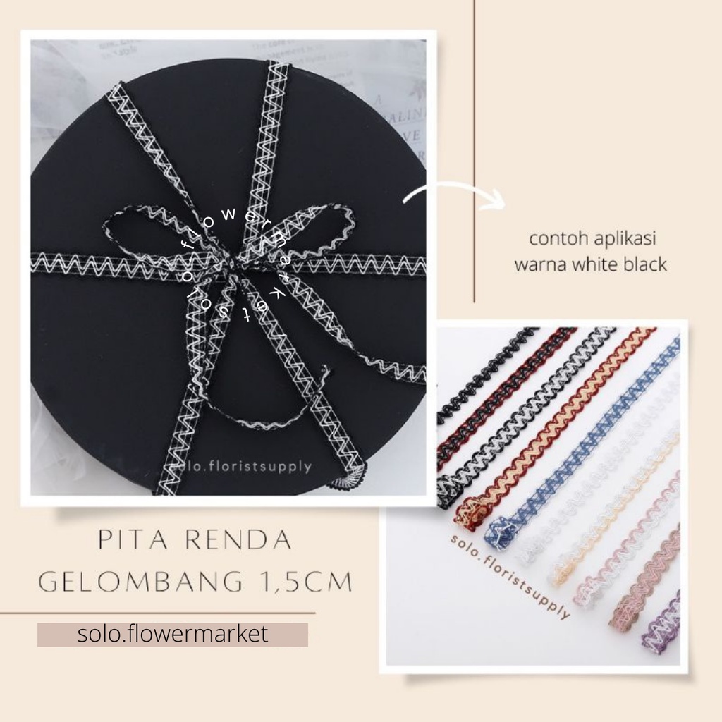 

1M PITA RENDA GELOMBANG LEBAR 1,5 CM PANJANG 1M ROLL RIBBON PITA BUNGA/ FLOWER WRAP KOREAN RIBBON TERMURAH