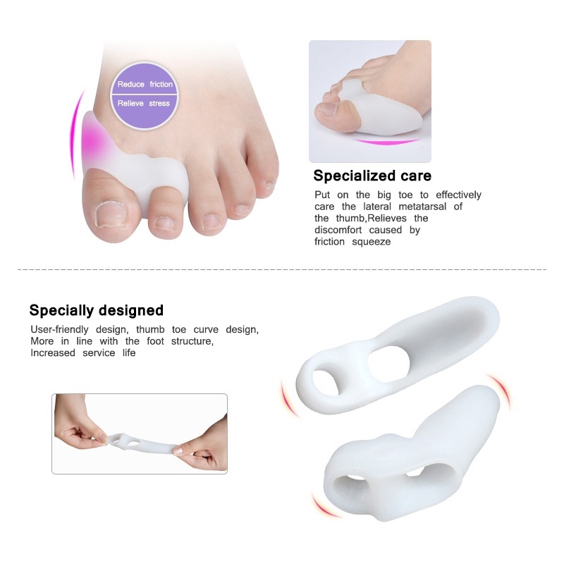 1 Pasang Silicone Gel Thumb Corrector Bunion Pelindung Kaki Kecil Pemisah Hallux Valgus