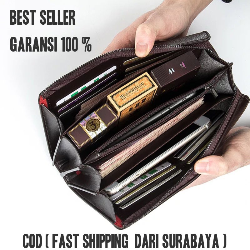 PROMO GOJEK READY ! Handbag Baellerry Long Man Zipper Wallet Clutch Dompet Pria Panjang Import Murah