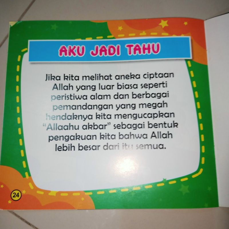 buku paket isi 7 buku, seri mengenal kalimat thayyibah blingual full colour 24 halaman