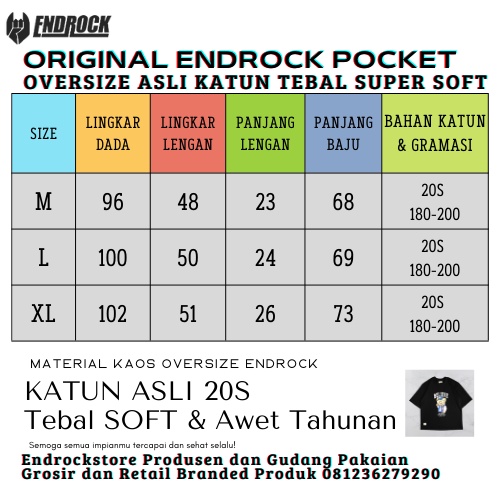 ORIGINAL Kaos oversize | Kaos oversize original endrock &quot;Pocket&quot;