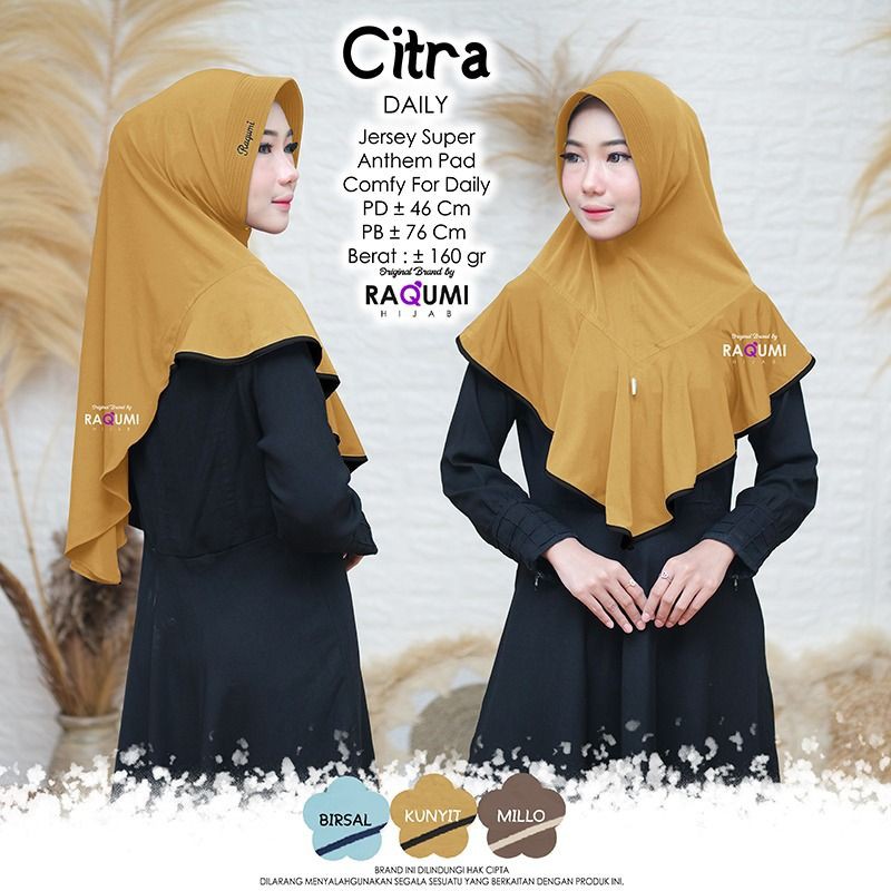 CITRA ORIGINAL RAQUMI HIJAB | JILBAB JERSEY RAQUMI | JILBAB KUNYIT RAQUMI | JILBAB SERAGAM RAQUMI