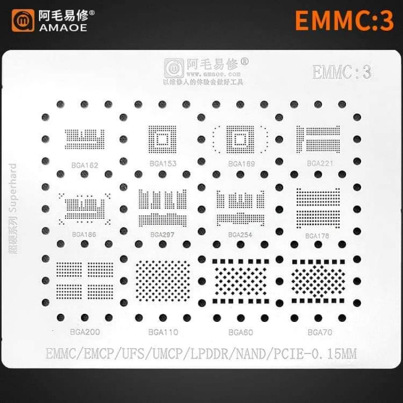 Plat bga cetak ic stencil amoe amaoe emmc ufs