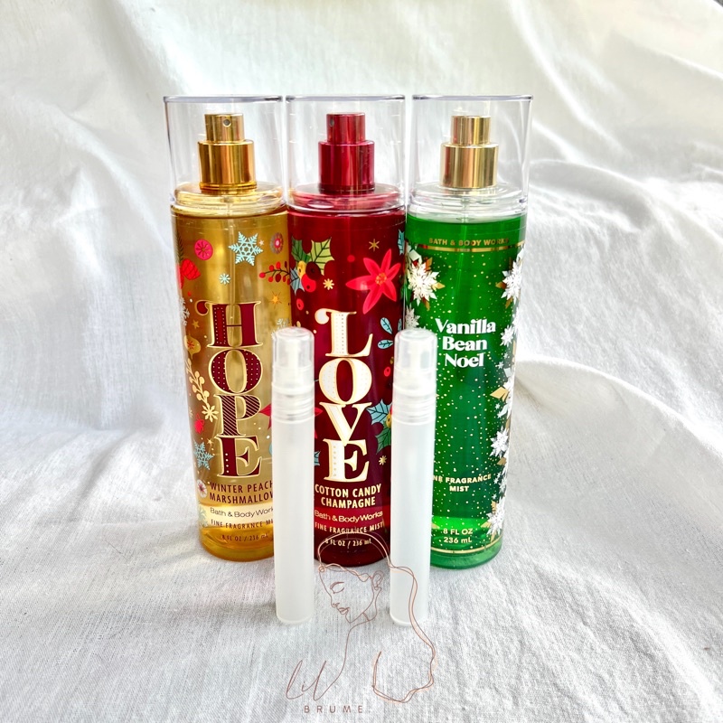 Share in Bottle 10ml 30ml Christmas Edition Bath and Body Works Mist Winter Candy Apple / Vanilla Be