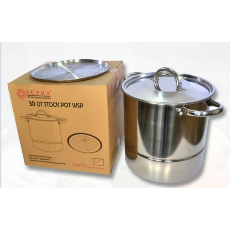 stock pot wsp 30 QT stainless supra panci kukusan jumbo steamer