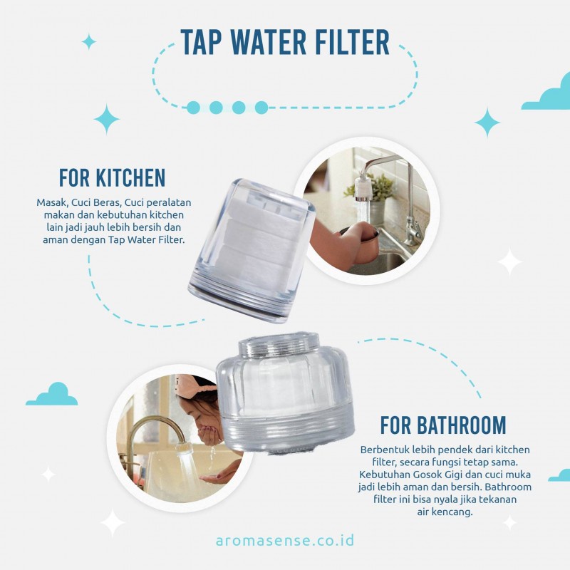 Aroma Sense Pure Rain Filter + Microfiber - Kitchen / Kepala Keran Dapur