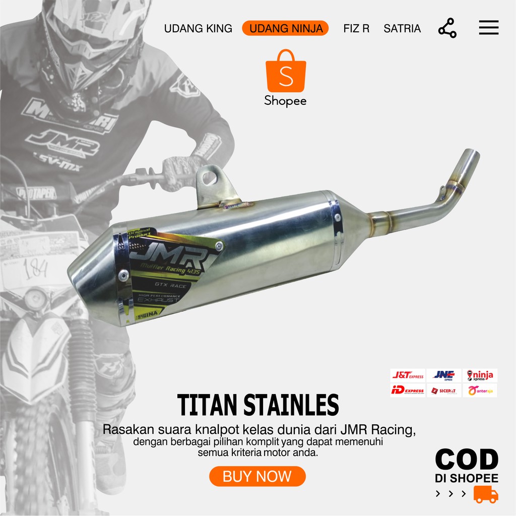 SILINCER KNALPOT UDANG NINJA TRAIL TITAN STAINLESS  UNTUK STANDAR JMR RACING 4135