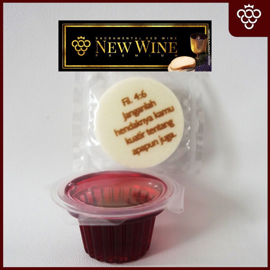 

Minuman Upacara Gereja Cup Premium + Hosti Ayat Kecil - Isi 1 Cup New Wine