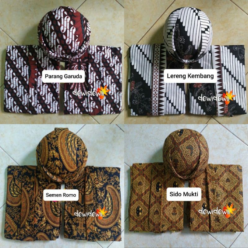 Set Blangkon + Jarik Instan Bapak Ibu (Praktis, Langsung Pakai)