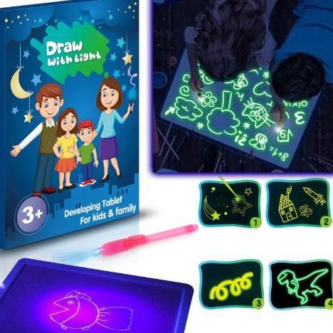 

hello_storee | mainan papan tulis anak LED lampu magic drawing board murah